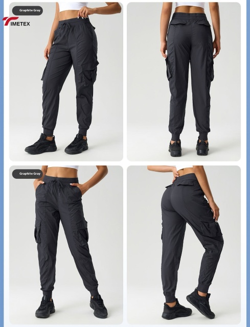 TIMETEX Women Outdoor Hiking Cargo Pants New Lightweight Loose Fit Tapered Ankle Workout Trousers for Gym Casual Sportswear