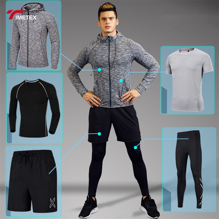 TIMETEX Wholesale Men Tracksuit Free Match Style 5 Piece Compression Gym Tights Sportswear Design Your Own Fitness Clothing