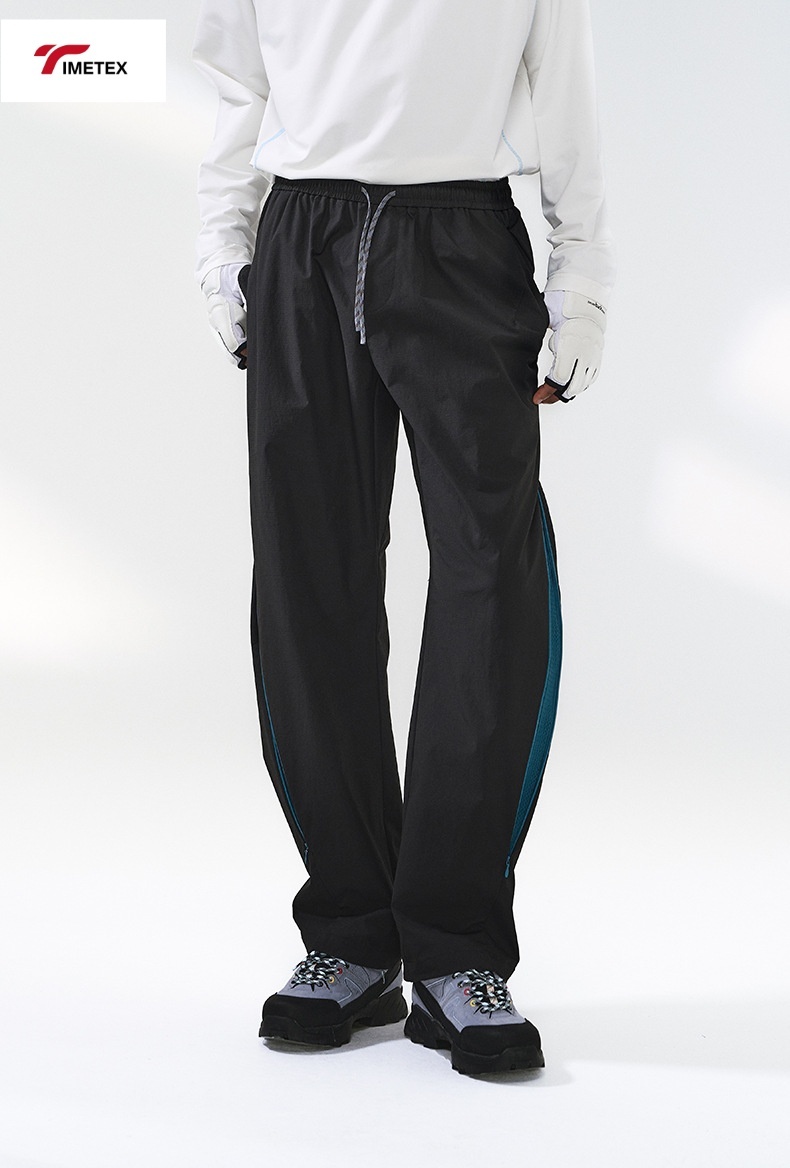 TIMETEX New American Retro Wide-Leg Sweatpants Lightweight Plain Dyed Flat Front Casual Quickdry Windbreaker Long Pants