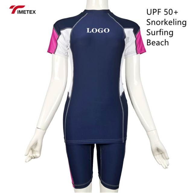 TIMETEX Customized Womens  Short Sleeve Sport Sublimated Rash Guard  Uv  Protection Snorkeling Shirt