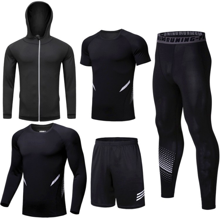 High Quality Men Quick Dry Tracksuit for Men Polyester Sportswear Track Suit Fitness Training Running 5 Piece Workout Set