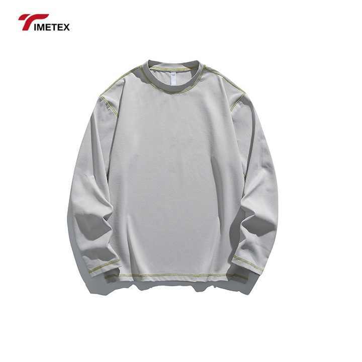 TIMETEX Men's Customizable Oversized Cropped Sweatshirt Unisex Heavyweight Boxy Crewneck Hoodie Embroidered Technique DIY Drop