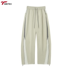 TIMETEX Custom Reflective Pipping Nylon Track Pants Men Vintage Sports Baggy Tracksuits Pants Patchwork Side Stripe Pants