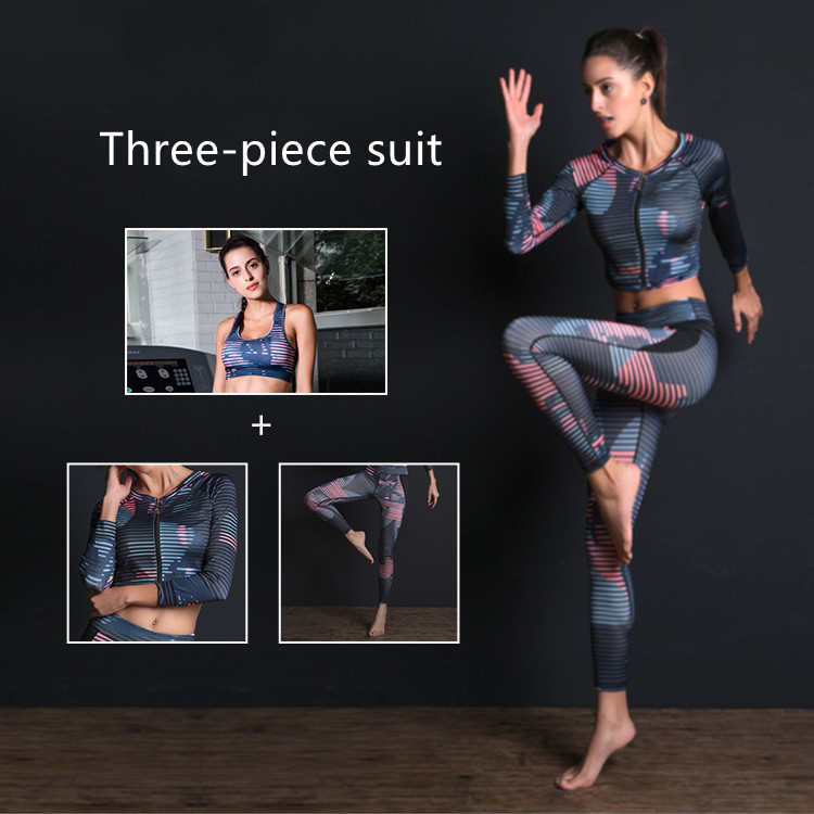 Hot Sale High Quality 3pcs Yoga Set Women Gym Workout Clothes Sports Bra+long Sleeve Fitness Crop Top+leggings Sports Suits