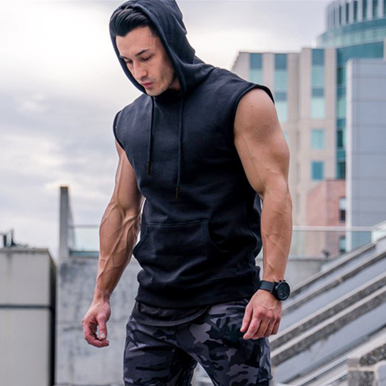 Custom Logo Printed Blank Gym Hoodies Sleeveless Men Plain  Quick Dry Running Workout Tank Tops for Men