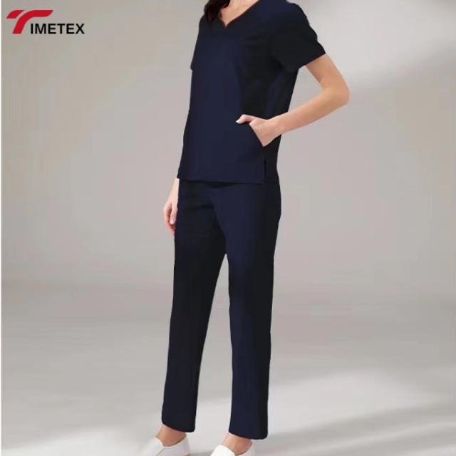 TIMETEX Wholesale Oem logo Custom Light Weight Professional Women's Nurse Doctor Uniform V-neck Medical Scrub Scrubs Set