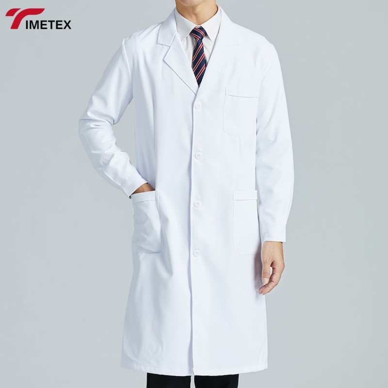 TIMETEX  Long Sleeve White Doctor Medical Coat Pharmacy Pet Shop Beauty Overalls Lab Coat White Labcoats Hospital Uniforms