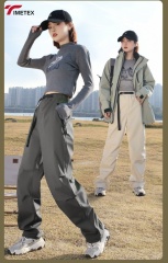 Women's Stylish Practical Anti-Pilling High Street Olive Drab Drawstring Wide-Leg Cargo Pants Breathable Anti-Wrinkle Loose Fit