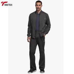 TIMETEX Customized Men's Stretch Scrubs Jacket with Zip Pocket Hospital Uniforms Printed with Various Methods