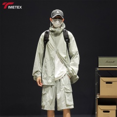 TIMETEX Customized Logo Solid Color Hoodie Sweatpants Suit Breathable Knitted Waterproof Windbreaker Jacket Hot Waterproof UPF50