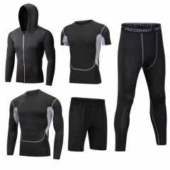High Quality Men Quick Dry Tracksuit for Men Polyester Sportswear Track Suit Fitness Training Running 5 Piece Workout Set