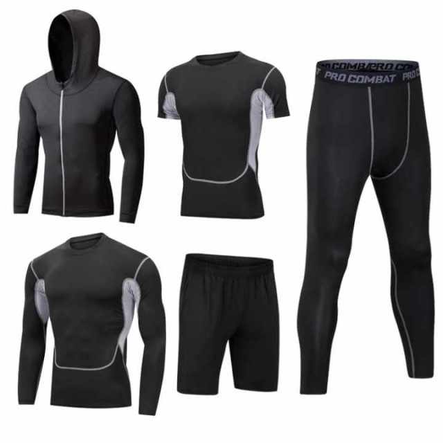 High Quality Men Quick Dry Tracksuit for Men Polyester Sportswear Track Suit Fitness Training Running 5 Piece Workout Set