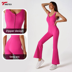 New Female Leisure Trumpet Dance Fitness Bodysuit Nude Yoga Clothes Sports Jumpsuits