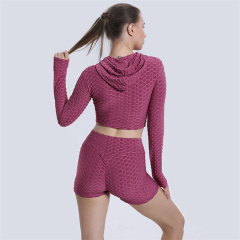 TIMETEX Women Sportswear 2 Piece Set Women Gym Fitness Sets Women Leggings Anti Cellulite Long Sleeve Crop Tops