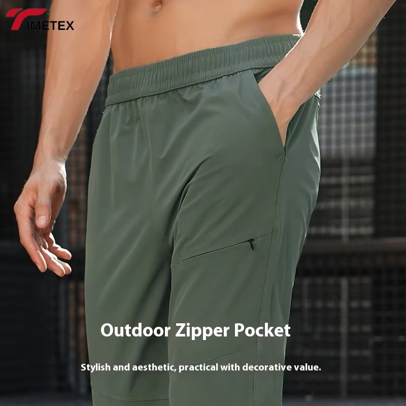 TIMETEX Custom High Waist Outdoor Pants Moisture Wicking Breathable Elastic Quick Dry Zipper Pocket for Running Mountaineering