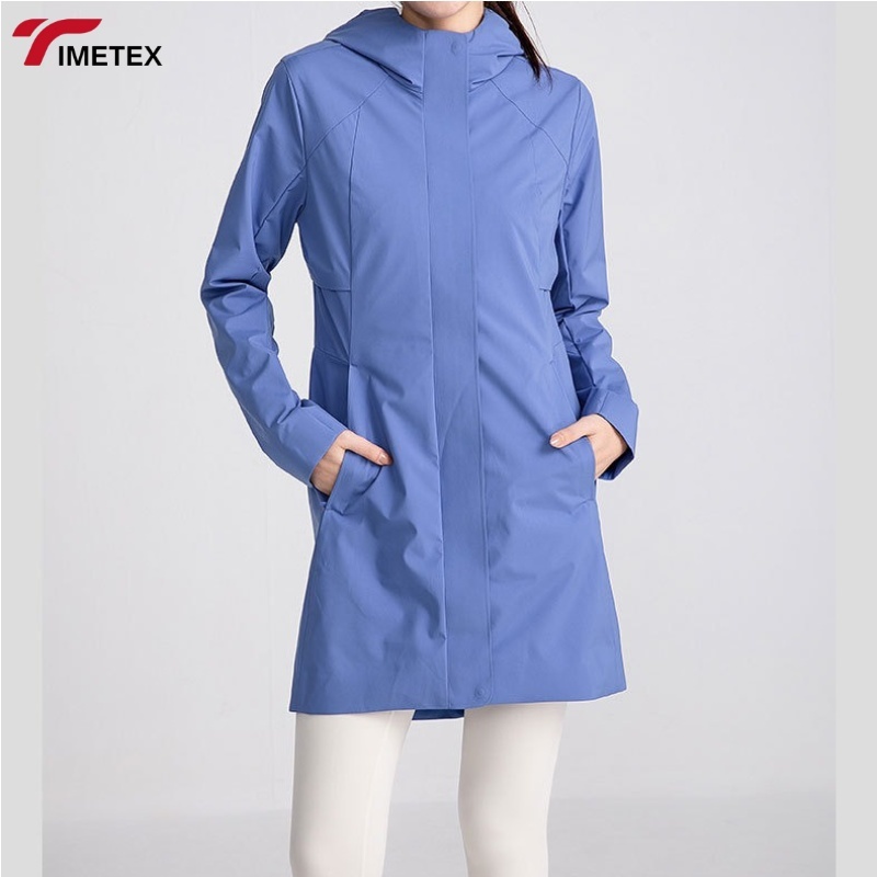 TIMETEX Custom Wholesale Outdoor Women Long Lightweight Waterproof Shell Jacket Rain Hoodie Breathable Coat for Hiking Running