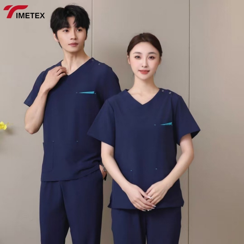 TIMETEX Wholesale Oem logo Custom Light Weight Professional Women's Nurse Doctor Uniform V-neck Medical Scrub Scrubs Set