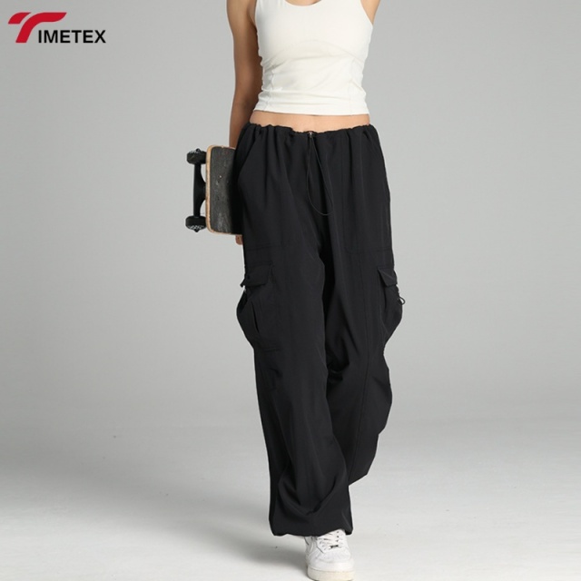TIMETEX Unisex Outdoor Activity Sports Pants with Adjustable Waist Side Pockets Casual Yoga Running Essential Trousers Loose Fit