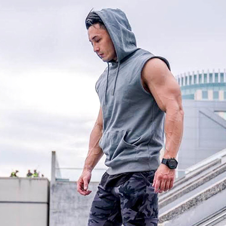 Custom Logo Printed Blank Gym Hoodies Sleeveless Men Plain  Quick Dry Running Workout Tank Tops for Men
