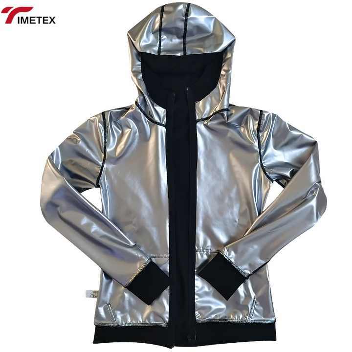 TIMETEX Women's Black Hooded Sweat Jacket with Thermal Lining Comfortable Sauna Suit for Home Weight Loss Zippered Design