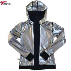TIMETEX Women's Black Hooded Sweat Jacket with Thermal Lining Comfortable Sauna Suit for Home Weight Loss Zippered Design