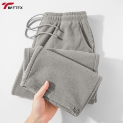 Double-sided Fleece Lightweight Plain Dyed Eco-friendly Pants with Loose Fleece Material Adjustable Cuffs Straight-leg Style