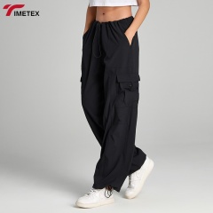 TIMETEX Unisex Outdoor Activity Sports Pants with Adjustable Waist Side Pockets Casual Yoga Running Essential Trousers Loose Fit