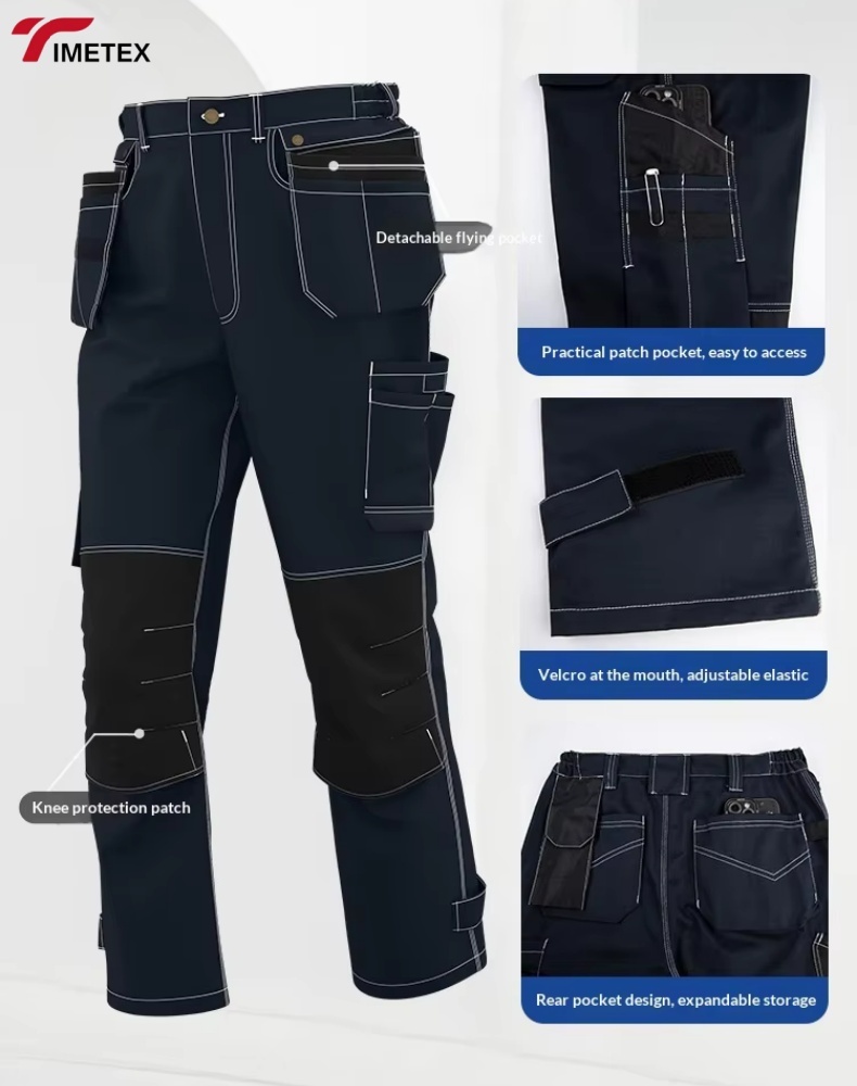 Custom Unisex Worker Cargo Work Pants Polyester Twill Multiple Pockets Quick Dry Waterproof Acidproof Anti-Static Breathable