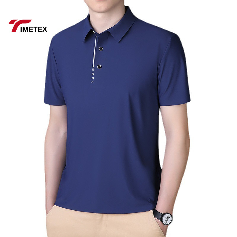Summer Ice Silk High Elastic POLO Shirt Quick Drying Seamless T Shirt for Men Cooling Polo
