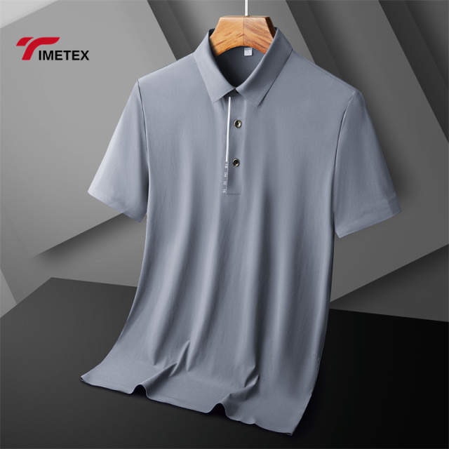 Summer Ice Silk High Elastic POLO Shirt Quick Drying Seamless T Shirt for Men Cooling Polo