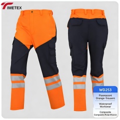 High Visibility Polyester Worker Pants Winter Waterproof Reflective Trousers for Roadway Work Safety Traffic Worker's Winter