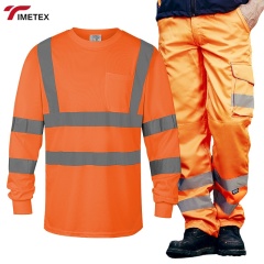Custom Uniform Heavy Duty Men's Work Shirt LOGO Construction Polyester Quick-Drying Reflective Safety Workwear Suits Breathable