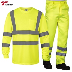 Custom Uniform Heavy Duty Men's Work Shirt LOGO Construction Polyester Quick-Drying Reflective Safety Workwear Suits Breathable