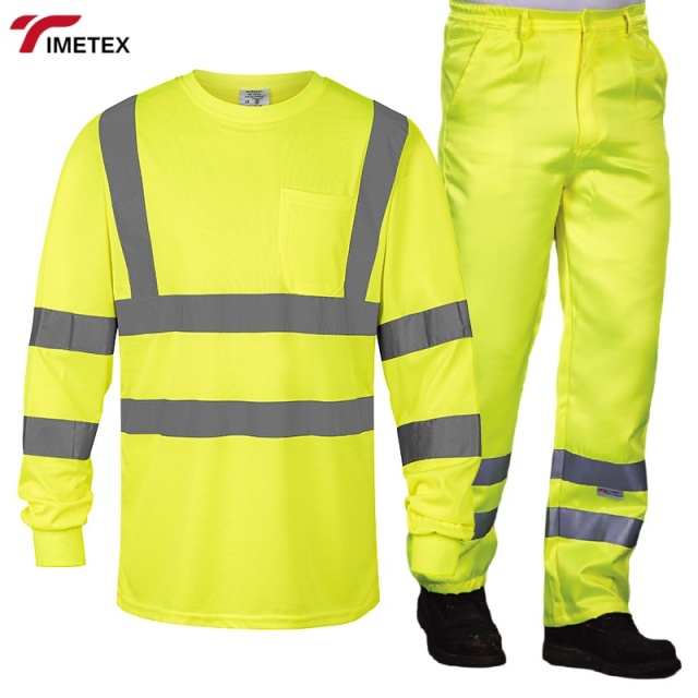 Custom Uniform Heavy Duty Men's Work Shirt LOGO Construction Polyester Quick-Drying Reflective Safety Workwear Suits Breathable