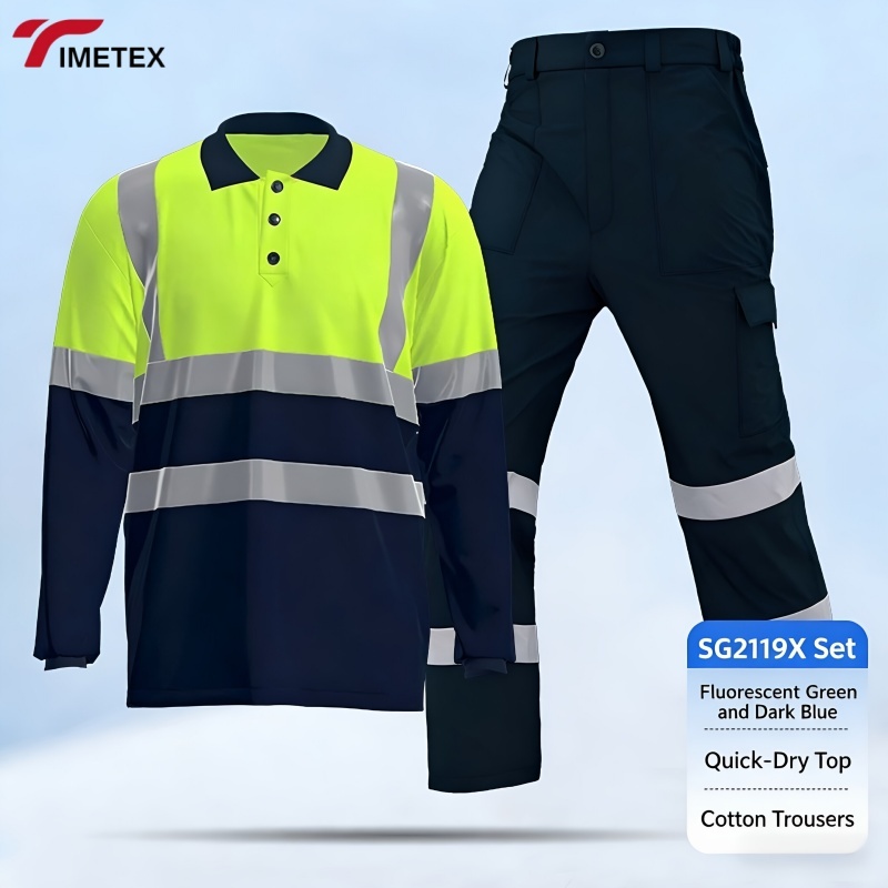 Customized Logo Men's Workwear Uniforms Fluorescent Safety Polyester for Industrial Construction Workers High Visibility