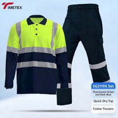 Customized Logo Men's Workwear Uniforms Fluorescent Safety Polyester for Industrial Construction Workers High Visibility