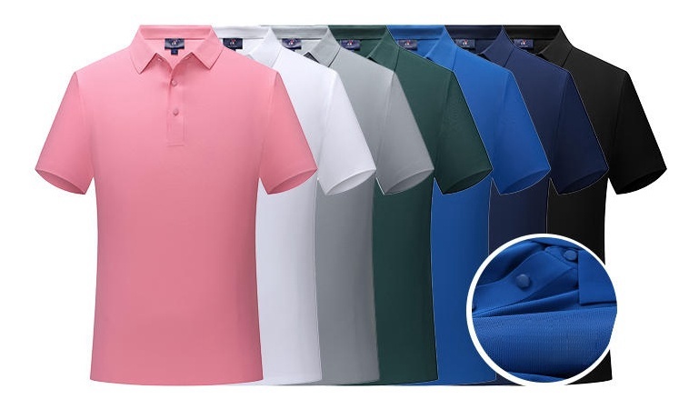 High Quality Antibacterial Nylon Spandex Seamless Solid Color Lapel Polo Tshirt