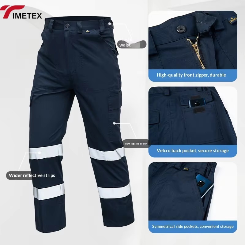 Hi Vis Reflective Safety Workwear Pants Water Resistant Breathable Quick Dry Anti-Static Anti-Wrinkle Personal Protective