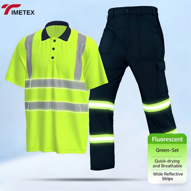 TIMETEX Wholesale OEM High Visibility Reflective Safety Field Quick Dry Breathable CE Certified Work Shirt Set