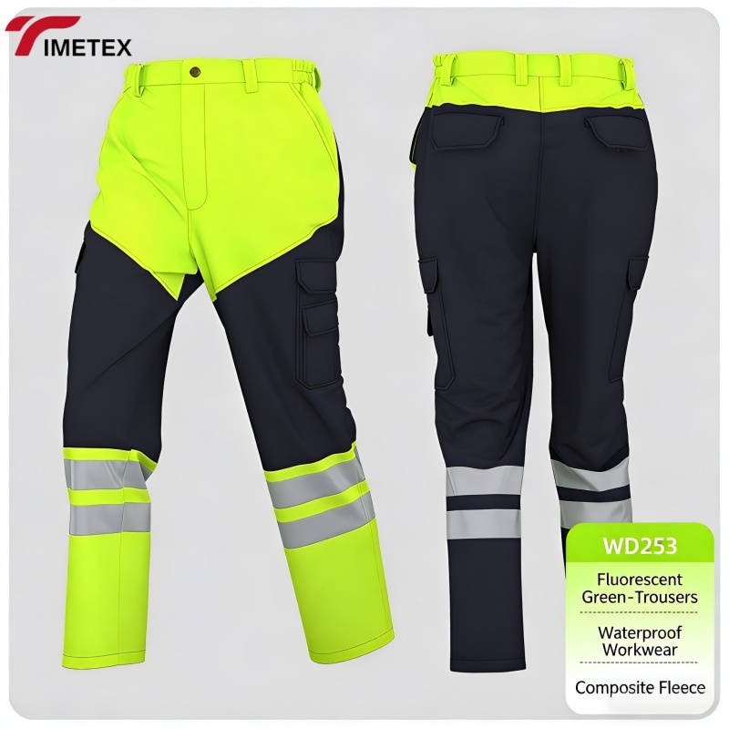 High Visibility Polyester Worker Pants Winter Waterproof Reflective Trousers for Roadway Work Safety Traffic Worker's Winter