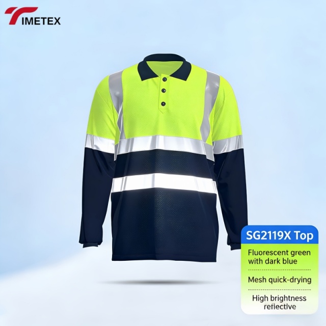 High Visibility Reflective Safety Workshirt Breathable Quick Dry Construction Workwear in Fluorescent Green