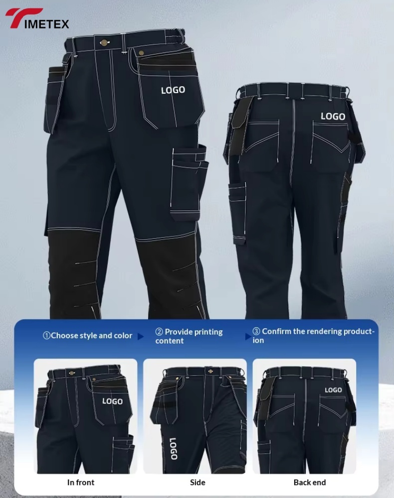Custom Unisex Worker Cargo Work Pants Polyester Twill Multiple Pockets Quick Dry Waterproof Acidproof Anti-Static Breathable