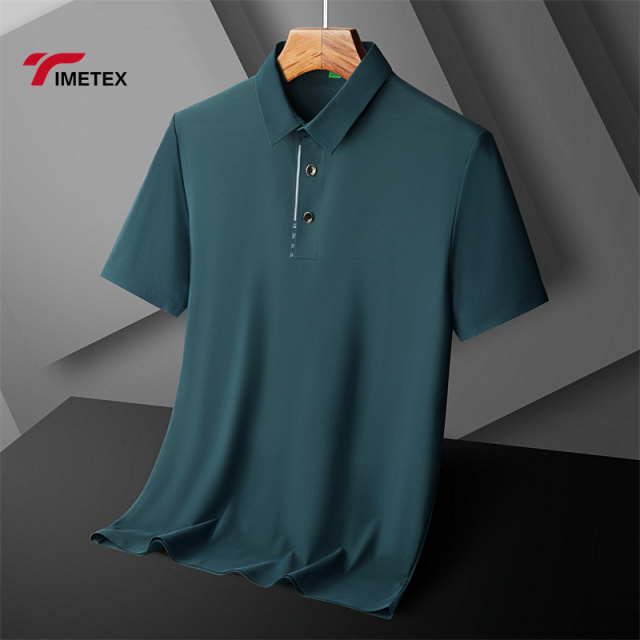 Summer Ice Silk High Elastic POLO Shirt Quick Drying Seamless T Shirt for Men Cooling Polo