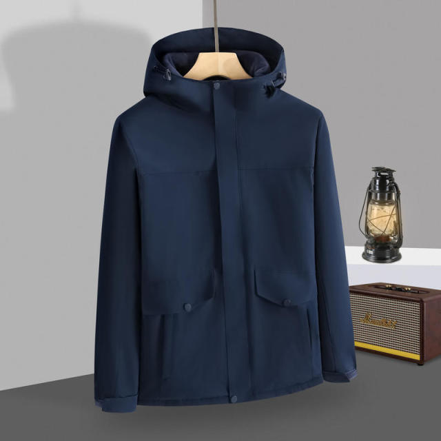 Super Soft Silver Fox Velvet Warm Zipper Hooded Hardshell Jacket for Men