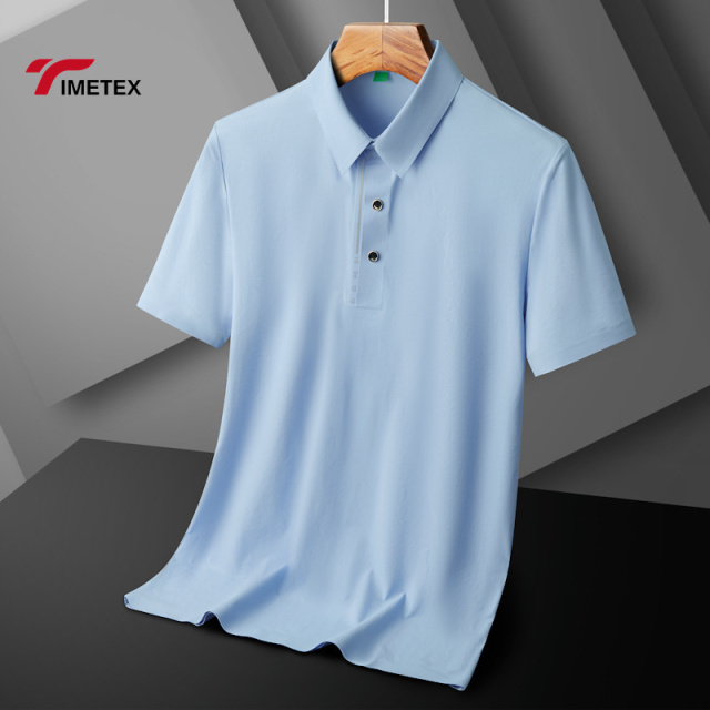 Summer Ice Silk High Elastic POLO Shirt Quick Drying Seamless T Shirt for Men Cooling Polo