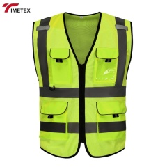 TIMETEX Multi-Pocket Zip Security Level D Protection High Visibility Reflective Safety Work Vest for Men/Women