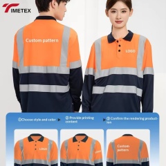 Customized Logo Men's Workwear Uniforms Fluorescent Safety Polyester for Industrial Construction Workers High Visibility