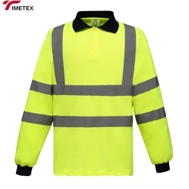 TIMETEX Manufacturer Reflective Safety Long Sleeves Hi Viz Men s Quick Dry Polo Hi Vis Work Uniform Unisex Polo Shirts