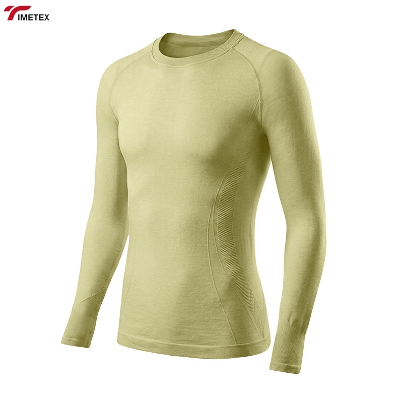 TIMETEX Wool/Viscose Quick Dry Long Sleeve Unisex Crew Neck Athletic Shirt Moisture Wicking Breathable Anti-Odor Anti-Bacterial