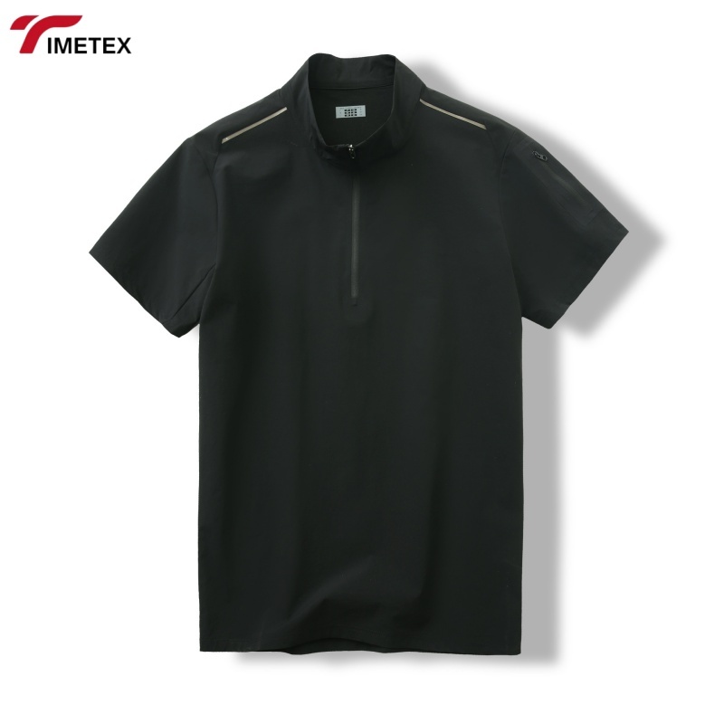 Custom Logo Men's Half Zip Compression Fitness Training T-Shirt Quick Dry Sportswear for Outdoor Gym Casual Use Solid Design